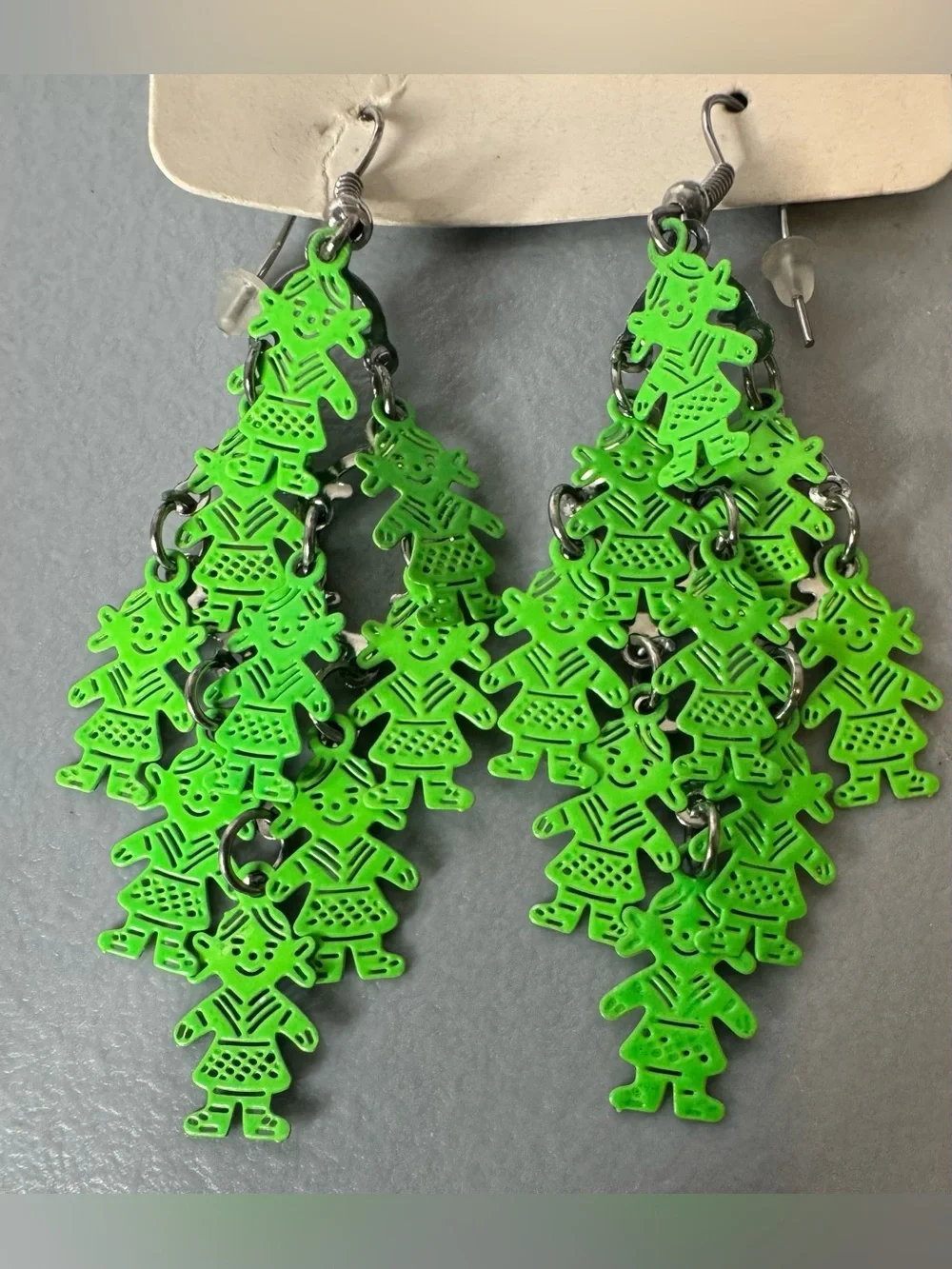 Green Dangle Girl Charm Earrings - Women Jewelry